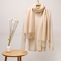 Solid Cashmere Ripple Scarf Cream
