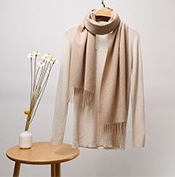 Solid Cashmere Ripple Scarf Oatmeal