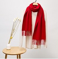 Solid Cashmere Ripple Scarf China Red