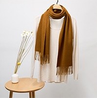 Solid Cashmere Ripple Scarf Golden Camel