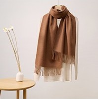 Solid Cashmere Ripple Scarf Chestnut