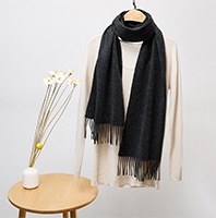 Solid Cashmere Ripple Scarf Charcoal