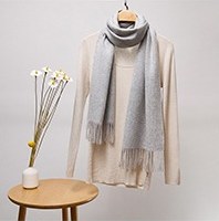 Solid Cashmere Ripple Scarf Light Gray