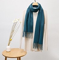 Solid Cashmere Ripple Scarf Vintage Blue