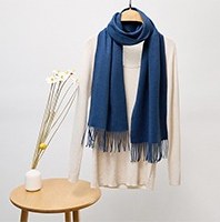 Solid Cashmere Ripple Scarf Gray Blue