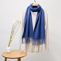 Solid Cashmere Ripple Scarf Denim Blue