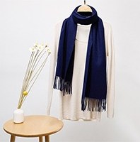 Solid Cashmere Ripple Scarf Navy