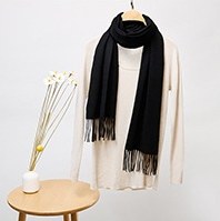 Solid Cashmere Ripple Scarf Black