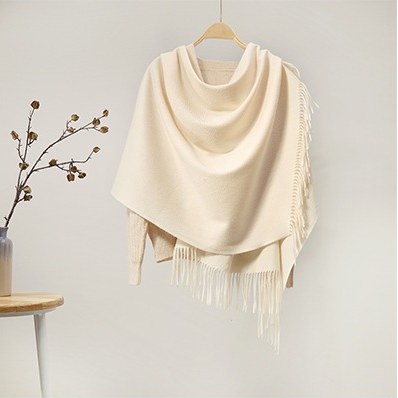 Solid Cashmere Ripple Shawl Sand Camel