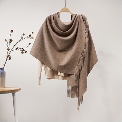 Solid Cashmere Ripple Shawl Taupe