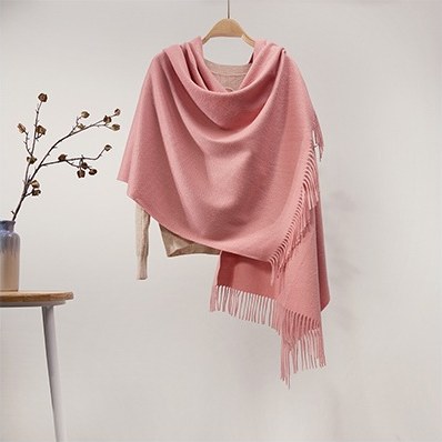 Solid Cashmere Ripple Shawl Pearl Pink
