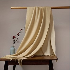 Solid Cashmere Ripple Shawl with Reversible Effect Oatmeal