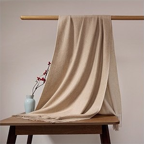 Solid Cashmere Ripple Shawl with Reversible Effect Chestnut