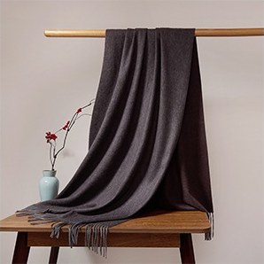 Solid Cashmere Ripple Shawl with Reversible Effect Burgundy
