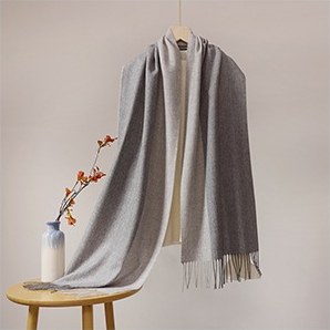 Worsted Cashmere Herringbone Patchwork Scarf Light Gray/Dark Gray