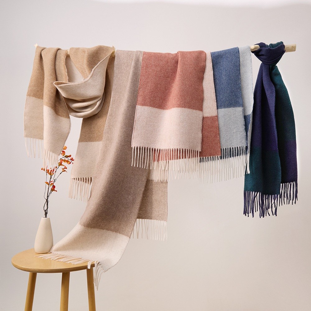 Reversible Satin Check Cashmere Scarf Reversible Satin Check Cashmere Scarf
