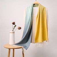 Cashmere Ripple Ombre Scarf — RS26-C144 Yellow/Blue/Gray Ombre