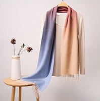 Cashmere Ripple Ombre Scarf — RS26-C144 Blue/Camel Ombre