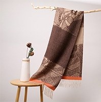 水波纹提花羊绒围巾 Camel/Gray
