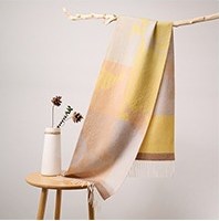 水波纹提花羊绒围巾 Light Gray/Yellow