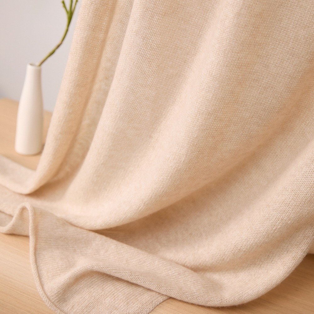 Cashmere Jersey Check Scarf with Rolled Edges Cashmere Jersey Check Scarf with Rolled Edges