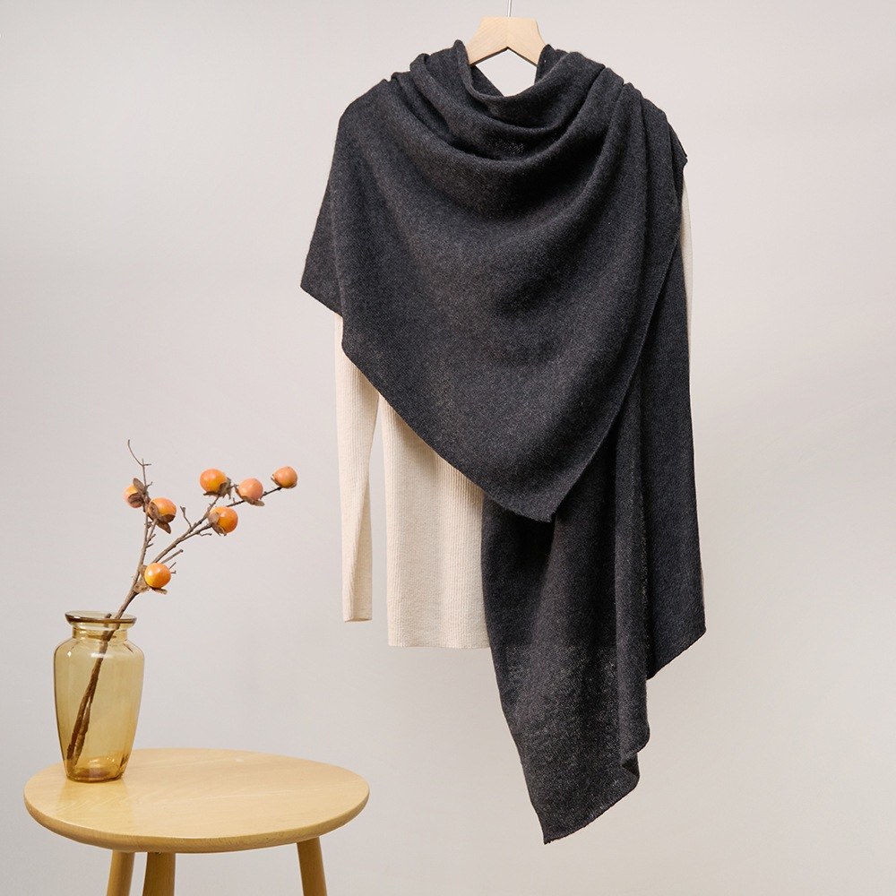 Cashmere Jersey Check Scarf with Rolled Edges Cashmere Jersey Check Scarf with Rolled Edges