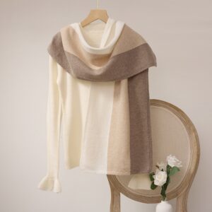 Cashmere Knit Scarf in Three-Color Ombre — RS26-C196