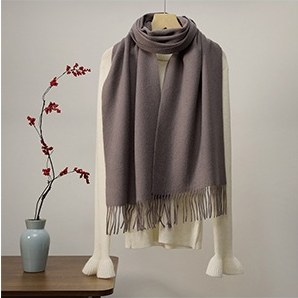 Solid Ripple Wool Scarf Mouse Gray