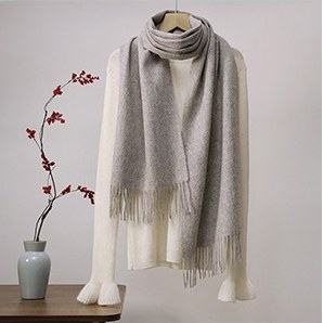 Solid Ripple Wool Scarf Mid Gray