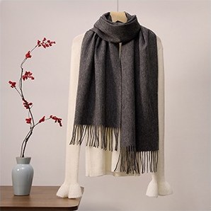 Solid Ripple Wool Scarf Dark Gray