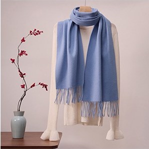 Solid Ripple Wool Scarf Gray Blue
