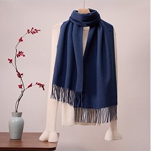 Solid Ripple Wool Scarf Mauve Blue