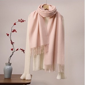 Solid Ripple Wool Scarf Peach Pink