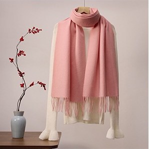 Solid Ripple Wool Scarf Pearl Pink