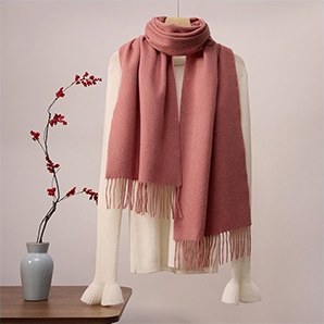 Solid Ripple Wool Scarf Coral Pink