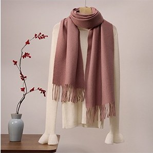 Solid Ripple Wool Scarf Dusty Rose