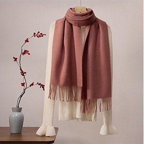 Solid Ripple Wool Scarf Raspberry