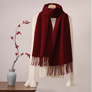 Solid Ripple Wool Scarf Burgundy