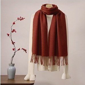 Solid Ripple Wool Scarf Vintage Red