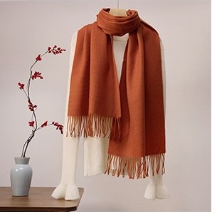 Solid Ripple Wool Scarf Orange Red