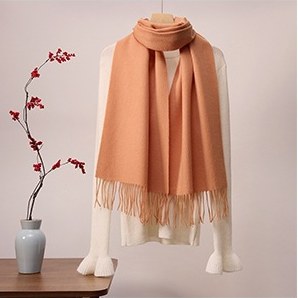 Solid Ripple Wool Scarf Orange Yellow