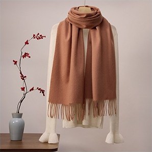 Solid Ripple Wool Scarf Amber Red