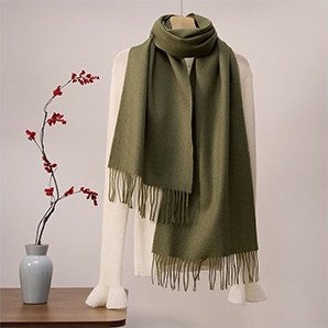 Solid Ripple Wool Scarf Olive