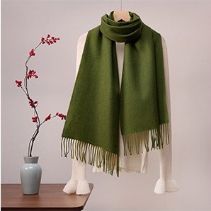 Solid Ripple Wool Scarf Grass Green