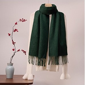 Solid Ripple Wool Scarf Forest Green