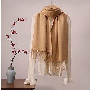 Solid Ripple Wool Scarf Camel