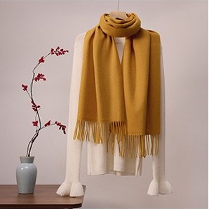 Solid Ripple Wool Scarf Ginger