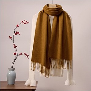 Solid Ripple Wool Scarf Golden Camel