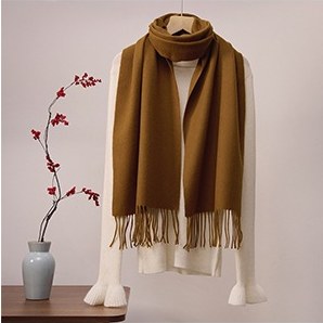 Solid Ripple Wool Scarf Amber