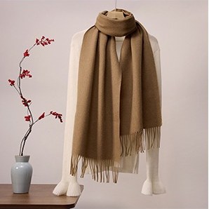 Solid Ripple Wool Scarf Chestnut